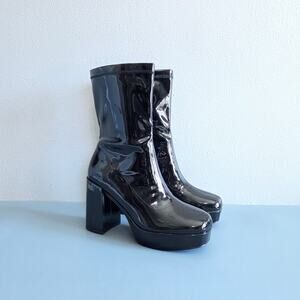 Dream Pairs Women's Y2K Square Toe Platform Mid-calf Boots Chunky Gogo Ankle